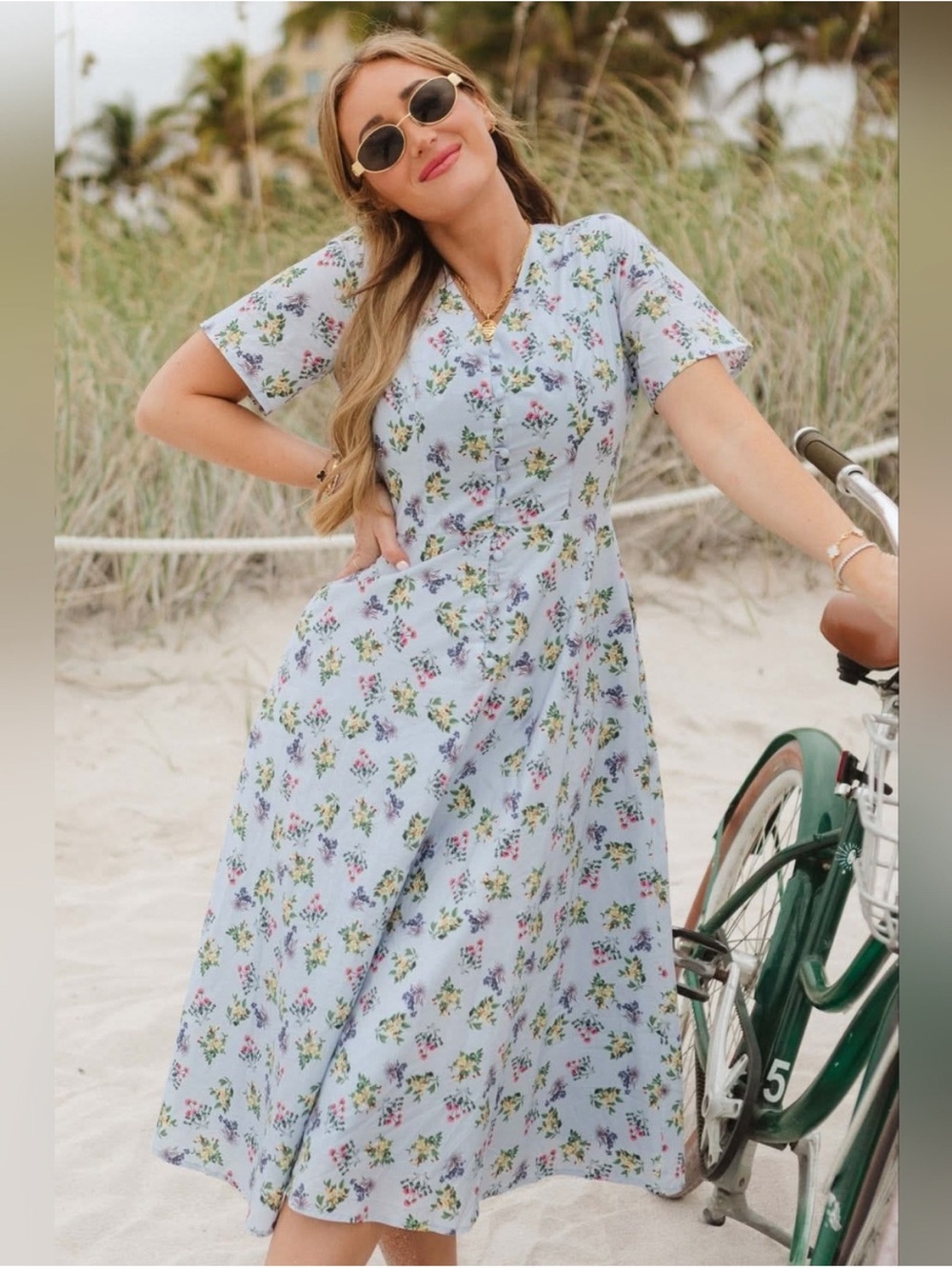 Allie Blue Floral Button-Front Dress
